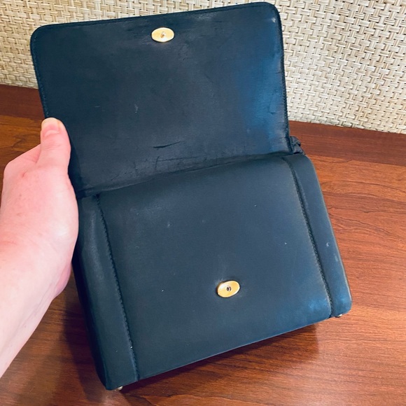 🌟HP🌟VTG 1950s Black Silk Knotted Strap Box Bag - Picture 3 of 13